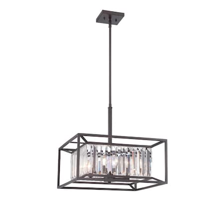 Designers Fountain Linares 60 Watt 4 Light Vintage Bronze Pendant with Crystal Prisms Shade 87431-VB